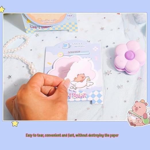 Cute Capybara Sticky Notes Set | 3D Colorful Page Sticky Notes (120 Sheets)