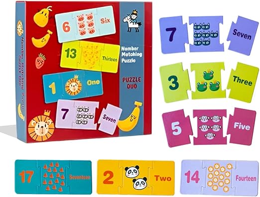 60 Pcs Puzzle Matching Numbers Duo Kids Jigsaw Puzzle for Toddlers Children Educational Preschool Puzzles Toys