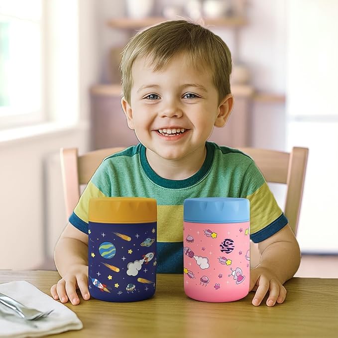 Kids 480ml Stainless Steel Food Jar – 304 Vacuum Insulated, BPA-Free Lunch Thermos.