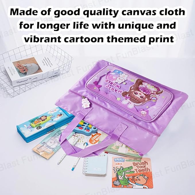 Canvas Carrying Hand Bag – Multi-Purpose Bag, Shopping Bag, Tote Bag, Vegetable Bag, Lunch Bag, Travel Bag with Handle Strap and Zipper, Water-Proof Reusable Bag