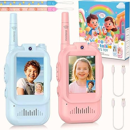 Kids Video Walkie Talkies 2 Pack – Rechargeable HD Screen with 4 Voice Changers, Long Range Two-Way Radio Toy for Boys & Girls.