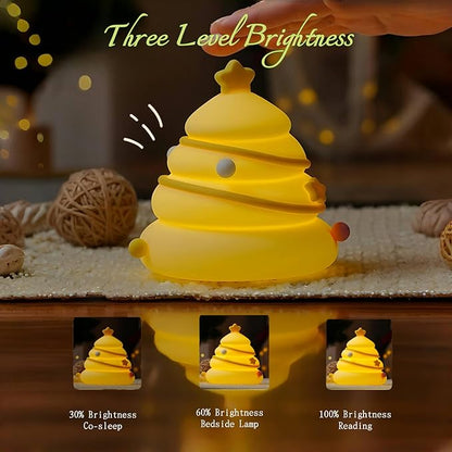 Christmas Tree Silicone Night Light | Rechargeable & Dimmable Touch Lamp (3 Brightness Levels)