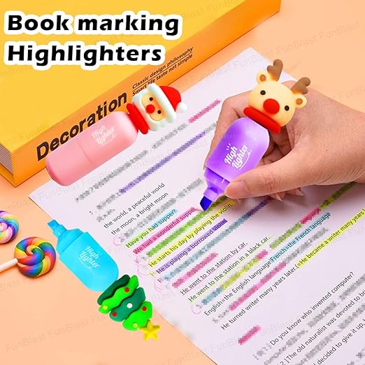 Christmas Theme Highlighter Set (6 pcs) – Bright Colors, Festive Fun!