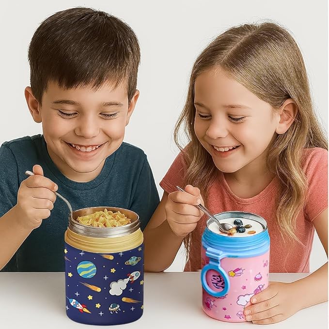 Kids 480ml Stainless Steel Food Jar – 304 Vacuum Insulated, BPA-Free Lunch Thermos.