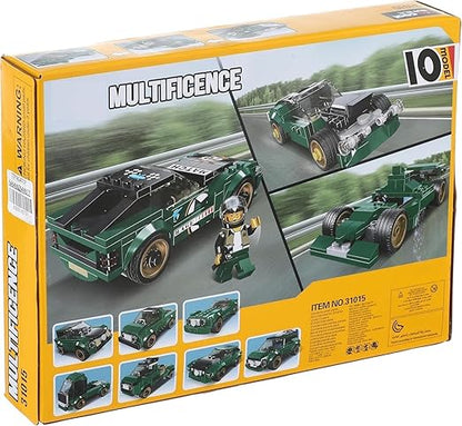 Bricks Racing Multificence Block Kit | 195+ Pieces | 10-in-1 Car Building Set for Kids (Age 6+)