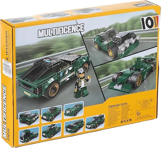 Bricks Racing Multificence Block Kit | 195+ Pieces | 10-in-1 Car Building Set for Kids (Age 6+)