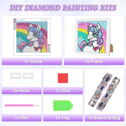 Unicorn Diamond Art Kits for Kids, Easy Diamond Painting Crystal Art Kits for Girls Beginner 7x7 in