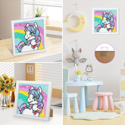 Unicorn Diamond Art Kits for Kids, Easy Diamond Painting Crystal Art Kits for Girls Beginner 7x7 in
