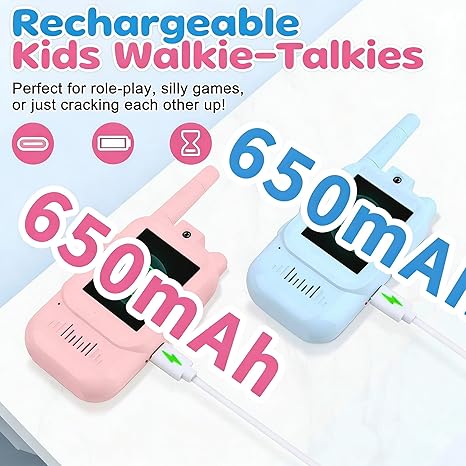 Kids Video Walkie Talkies 2 Pack – Rechargeable HD Screen with 4 Voice Changers, Long Range Two-Way Radio Toy for Boys & Girls.