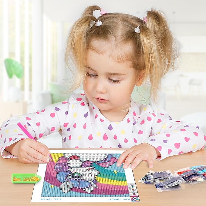 Unicorn Diamond Art Kits for Kids, Easy Diamond Painting Crystal Art Kits for Girls Beginner 7x7 in
