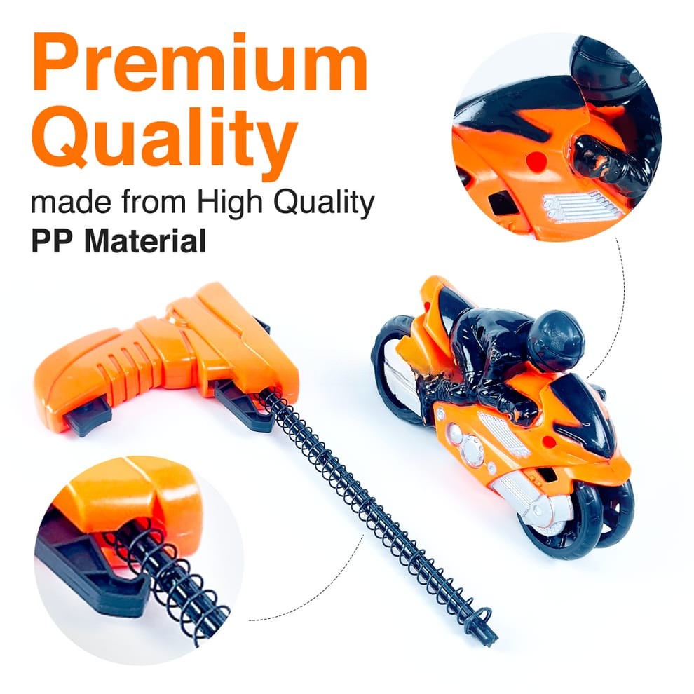 Super Bike Toy with Launcher – Spring-Loaded Friction Motorcycle 🚀🏍️