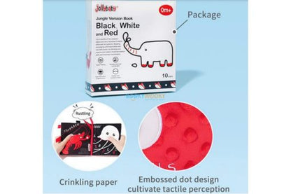 Black White Red Jungle Animals Cloth Book