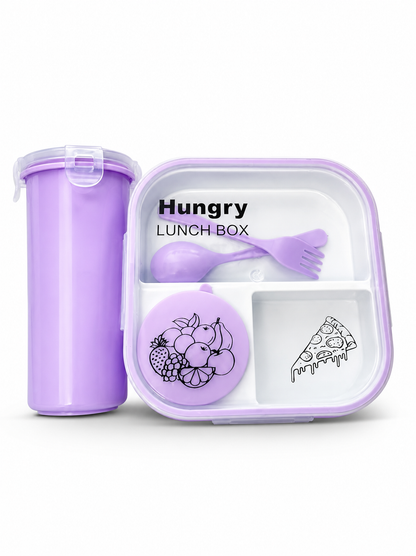 Lilac Bento Lunch Box Set with Bottle