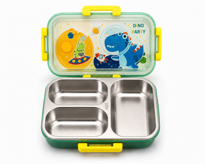 3 Compartment Kids Lunch Box | Stainless Steel Bento Box | Leakproof & Durable for School Use