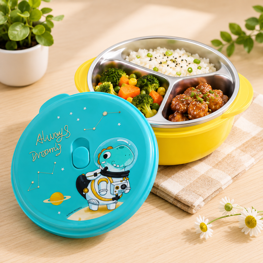 1200ML Kids Tiffin Box with Stainless Steel Compartments