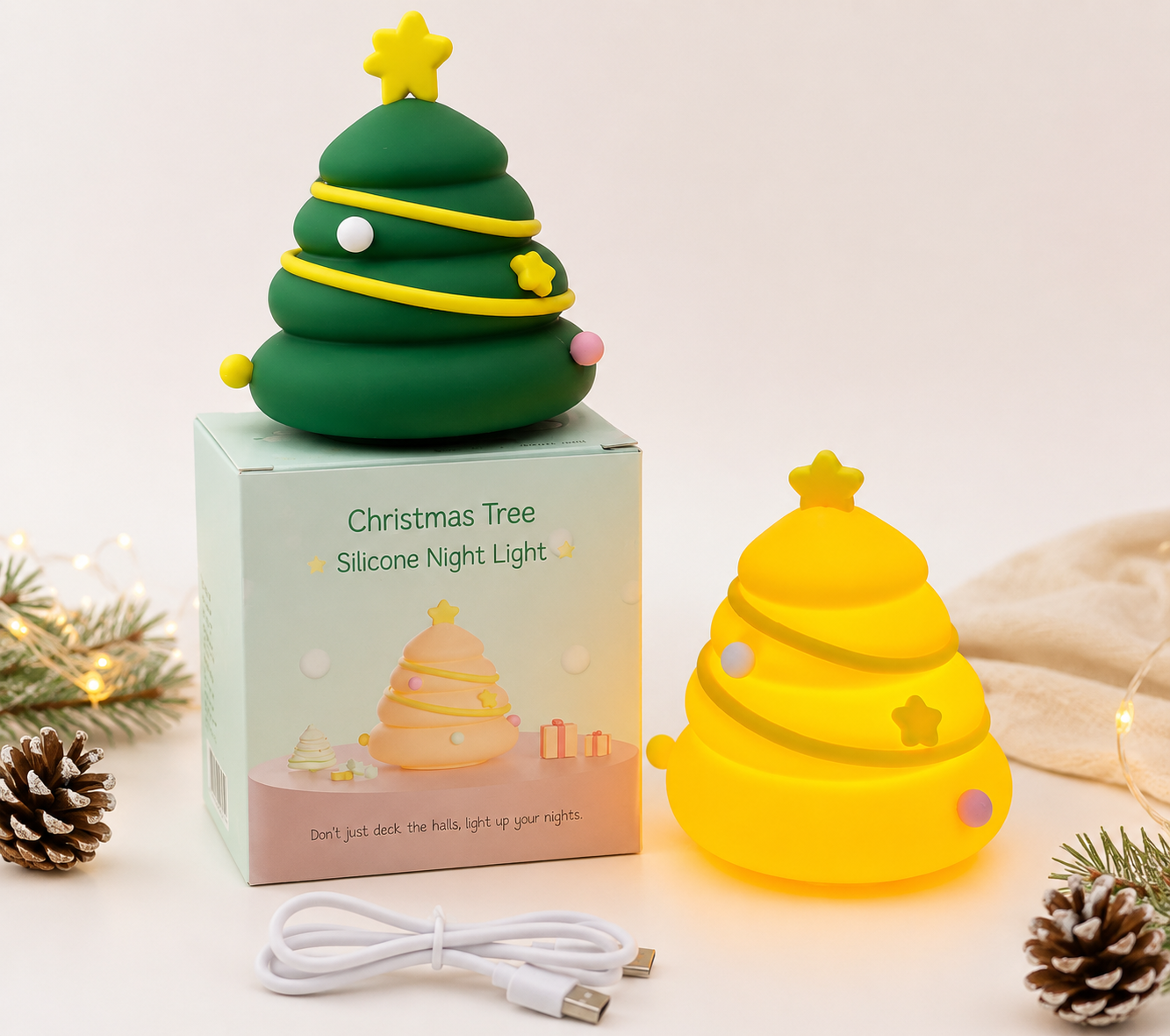 Cute Christmas Tree Silicone Light – Soft Glow, Festive Vibes
