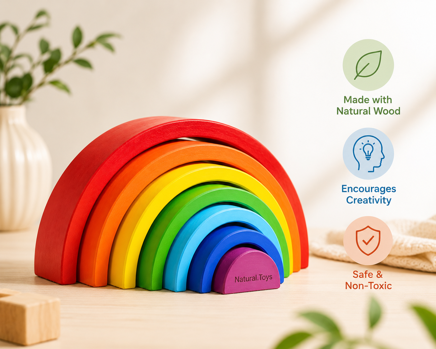 wooden Rainbow Stacker Toy