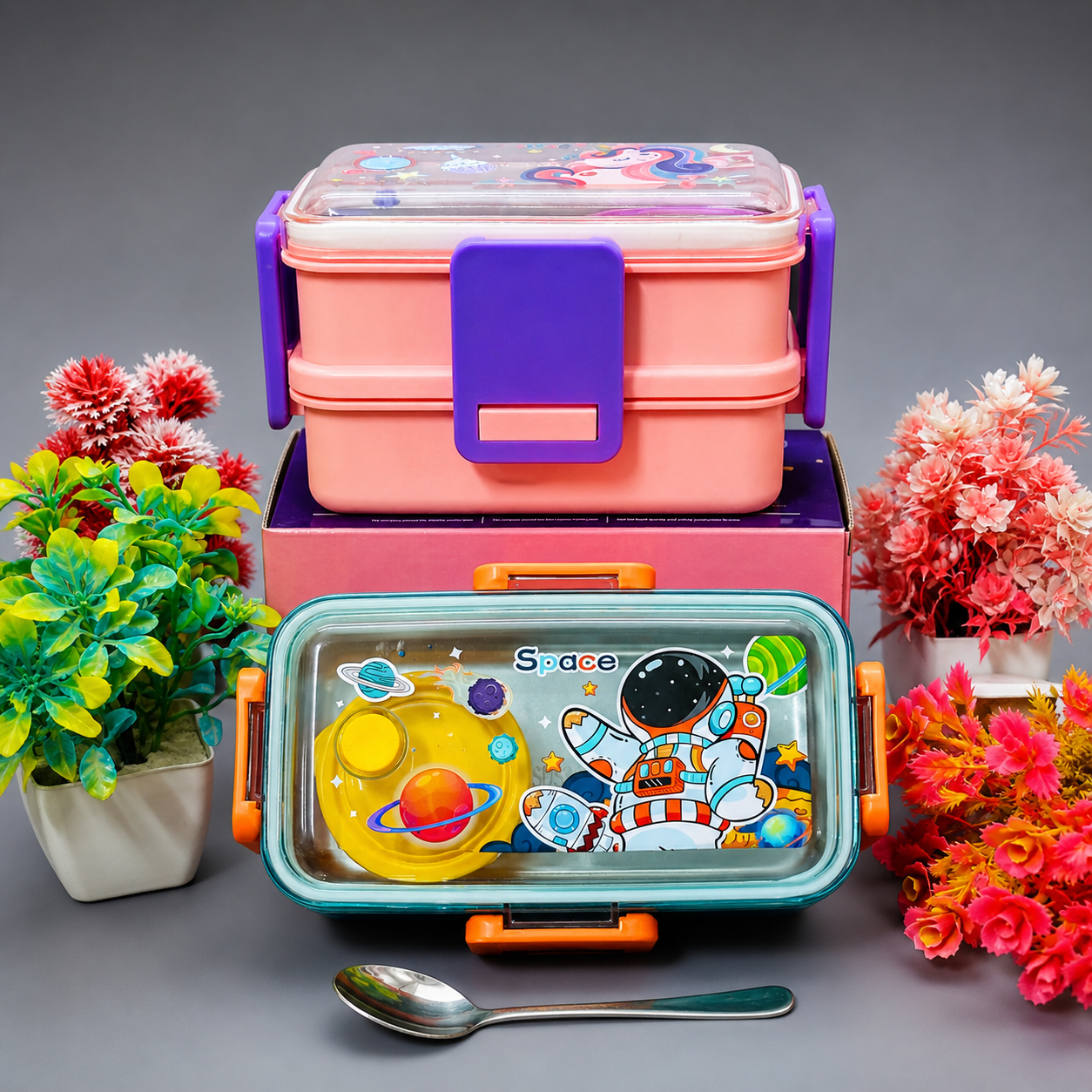 Double Decker Personalized Stainless Steel Lunch Box 500 ml*2 +Bowl 80ml