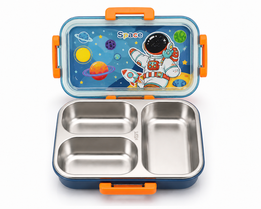 3 Compartment Kids Lunch Box | Stainless Steel Bento Box | Leakproof & Durable for School Use