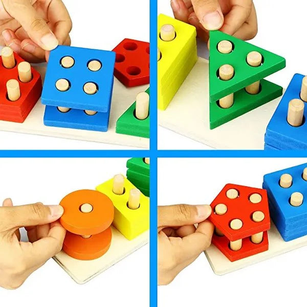 Montessori Wooden Shape Sorter | Fun Stacking Toy for Ages 1+
