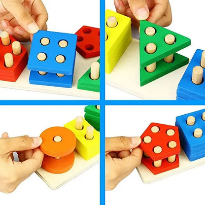 Montessori Wooden Shape Sorter | Fun Stacking Toy for Ages 1+