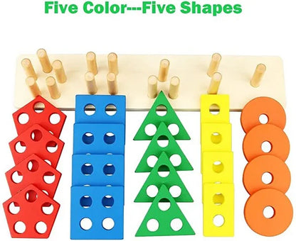 Montessori Wooden Shape Sorter | Fun Stacking Toy for Ages 1+