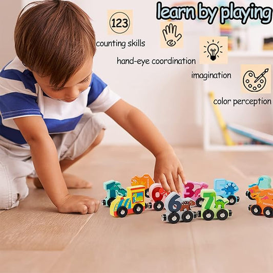 Wooden Number Small Train random design will be shipped