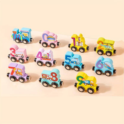Wooden Number Small Train random design will be shipped