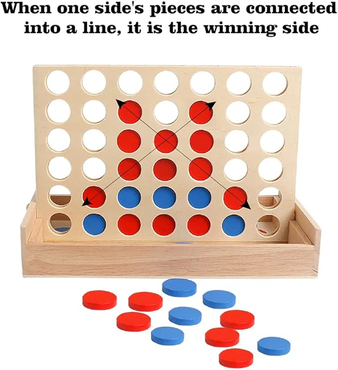 Wooden Connect 4 Game – Classic Strategy Game for Kids & Families