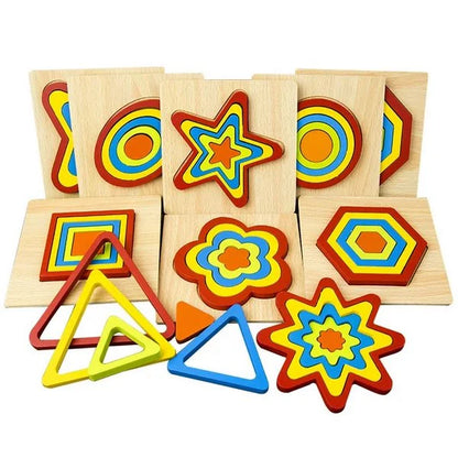 Wooden Geomatric Shape Puzzle 1Pc Random Design Will Be Shipped
