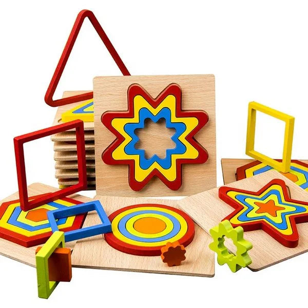 Wooden Geomatric Shape Puzzle 1Pc Random Design Will Be Shipped