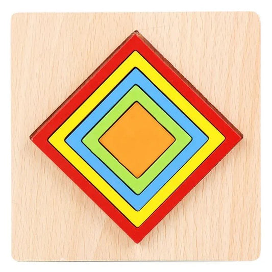 Wooden Geomatric Shape Puzzle 1Pc Random Design Will Be Shipped