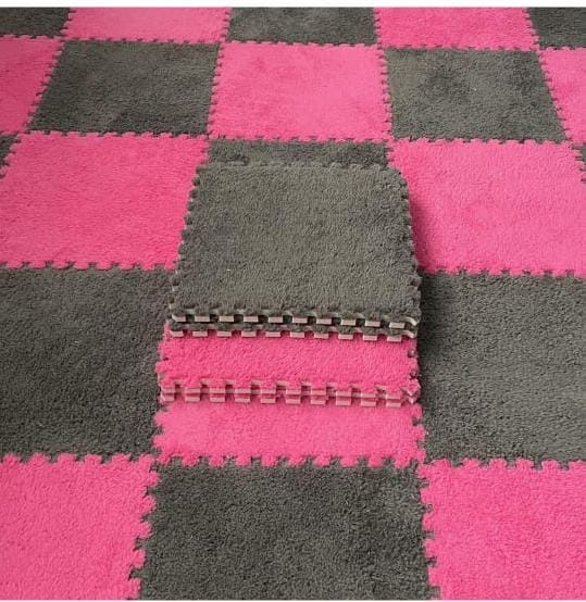 Interlocking Carpet Tiles with Border – Soft Plush Foam Floor Mats (12"x12") 🏡✨
