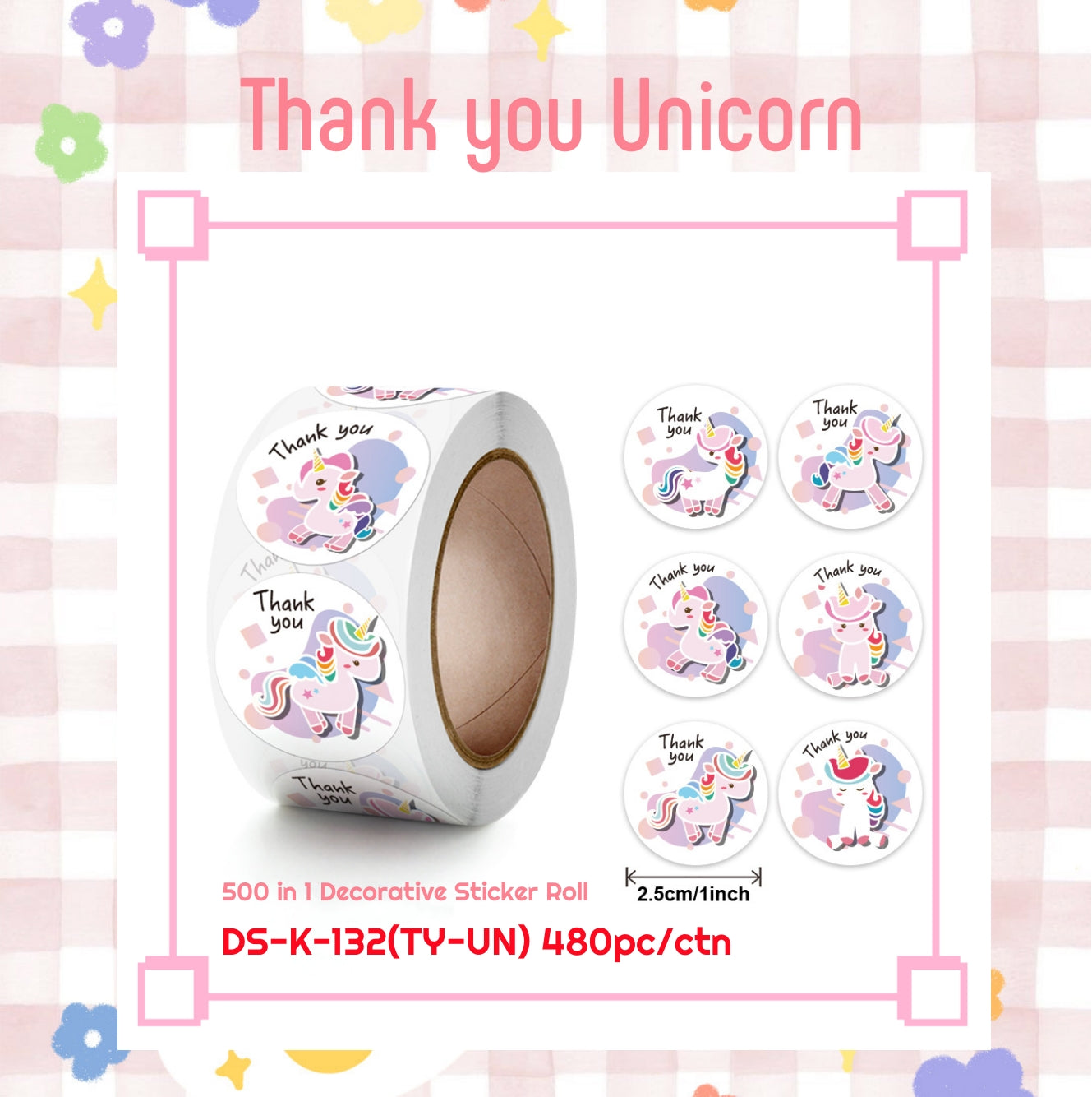Thank You Unicorn Sticker Tape – Add a Magical Touch!