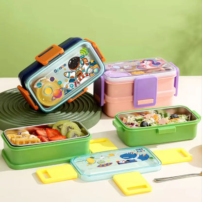 Double Decker Personalized Stainless Steel Lunch Box 500 ml*2 +Bowl 80ml