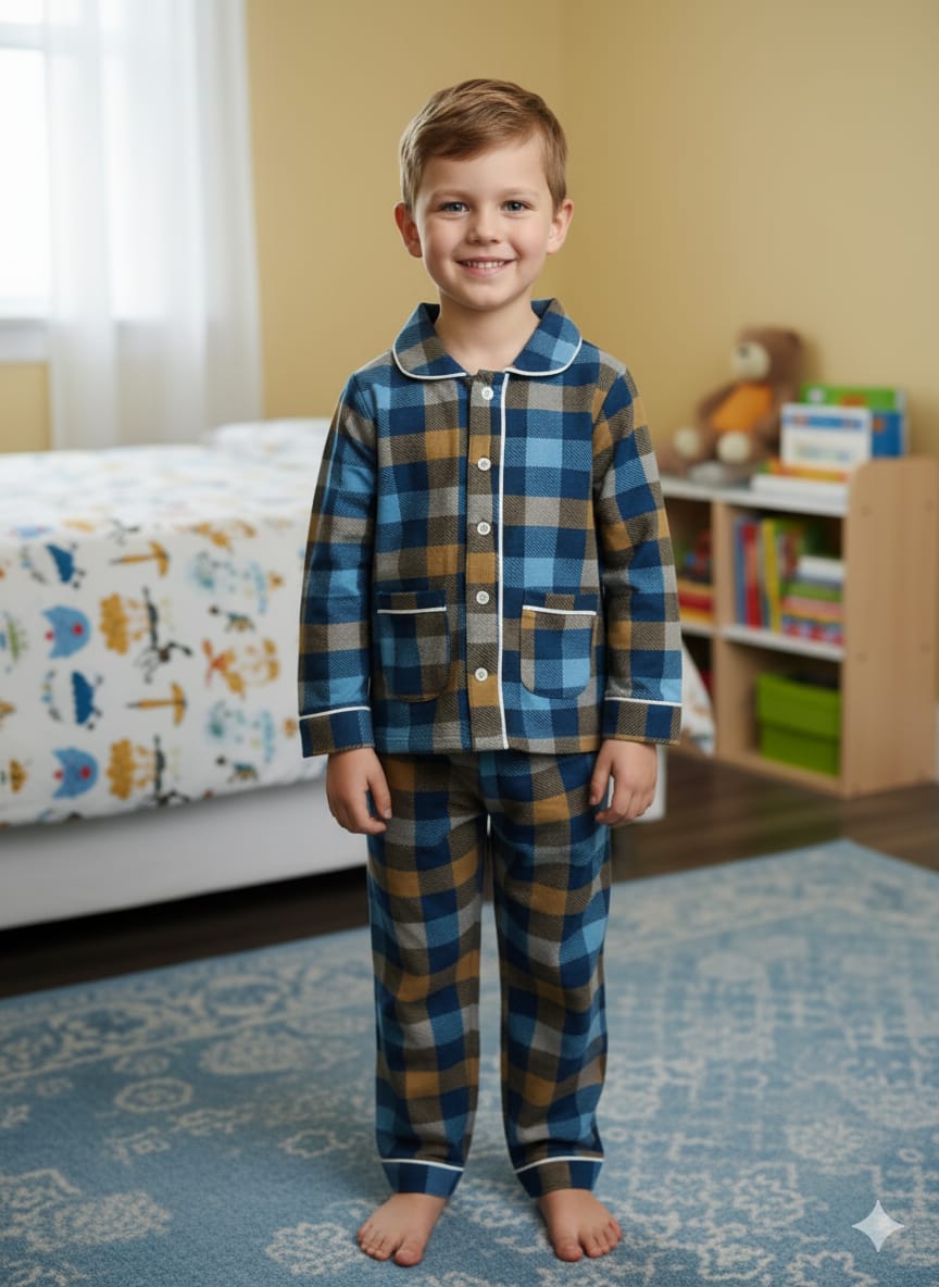 Multicolour Pure Cotton Nightwear Suit for Kids (Age 2–6 Years)