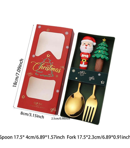Christmas Spoons & Forks Set – Festive Stainless Steel Flatware