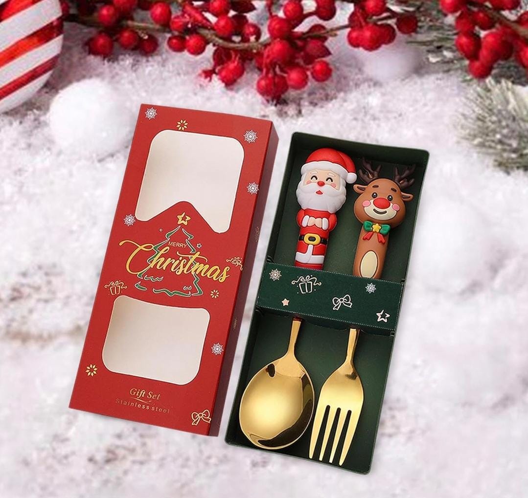 Christmas Spoons & Forks Set – Festive Stainless Steel Flatware