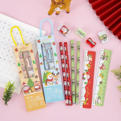 5pcs Christmas Series Kids Stationery Set – Fun & Festive School Kit