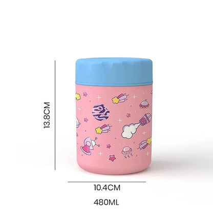 Kids 480ml Stainless Steel Food Jar – 304 Vacuum Insulated, BPA-Free Lunch Thermos.
