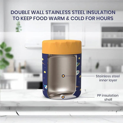 Kids 480ml Stainless Steel Food Jar – 304 Vacuum Insulated, BPA-Free Lunch Thermos.