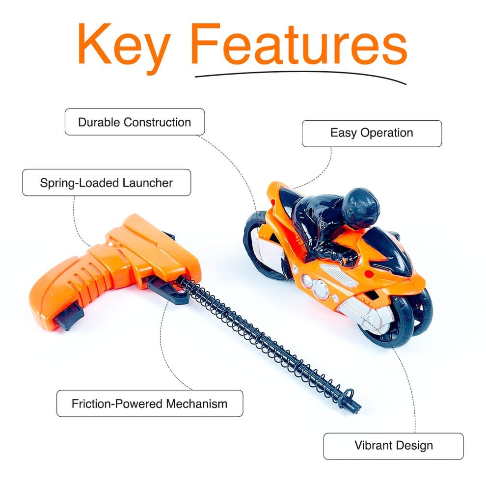 Super Bike Toy with Launcher – Spring-Loaded Friction Motorcycle 🚀🏍️