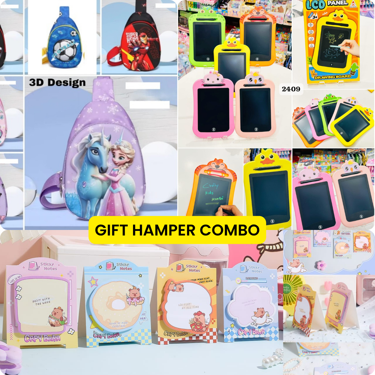 Bags, Kids LCD Tablet & Sticky Notes Gift Hamper – Fun Learning Combo